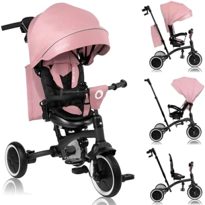 Afbeelding van LIONELO Kinderfiets 2 in 1 Tris Plus, Multifunctionele en Groeit mee met Je Kind van 9 Maanden tot 5 Jaar, Draaibare Zitting, Grote PU Wielen, Snelle Montage, Buggy Kinderwagen Driewieler 25 kg