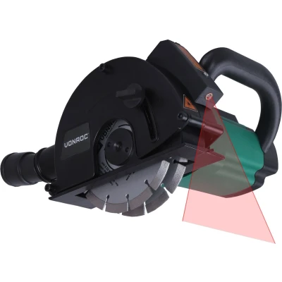 Afbeelding van VONROC Muurfrees Sleuvenfrees met laser 1700W 150mm Incl. 6 diamantschijven, stofzuig adapter en opbergtas