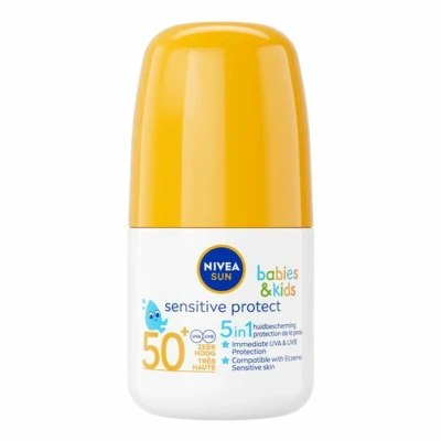 Afbeelding van 3x Nivea Sun Babies &amp; Kids Sensitive Protect Zonnemelk Roll On SPF 50+ 50 ml