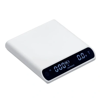 Afbeelding van Normcore Pocket Koffieweegschaal V3, giet over Drip Espresso schaal, Barista schaal met timer, geanodiseerd aluminium behuizing backlit LCD display, wit