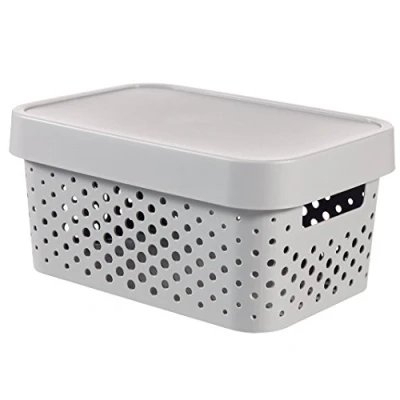 Afbeelding van Curver Opbergdoos Infinity Gepunktet 26,8x18,6x12,4cm in lichtgrijs, 10,6 x 18,6 12,4 cm