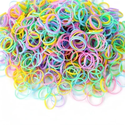 Afbeelding van 1000 stuks mini haarelastiekjes, rubberen banden, banden voor kinderhaar, bruiloftskapsel, kleine dreadlocks en plu, met gratis doos