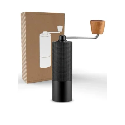 Afbeelding van Lambda Coffee® handkoffiemolen, handmatig met roestvrijstalen molen en lichte aluminium behuizing, kegelmolen houten handvat, nauwkeurige maalgrinder