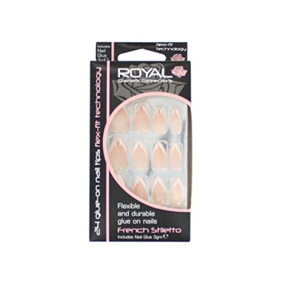 Afbeelding van Royal 24 Stiletto Glue On Nail Tips French Manicure (met nagellijm)