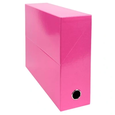 Afbeelding van Exacompta 89924E Verpakking met 5 transferdozen Iderama van gelamineerd karton, robuust en duurzaam, 24 x 32 cm, ideaal voor documenten in DIN A4 formaat, rug 90 mm, roze, stuks