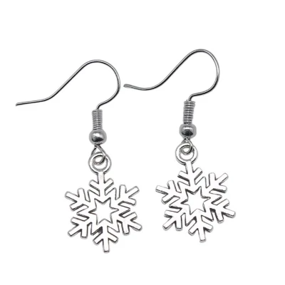 Afbeelding van Kerst Oorbellen Oorhangers Kerstmis Sneeuwvlok zilverkleurig 1 paar