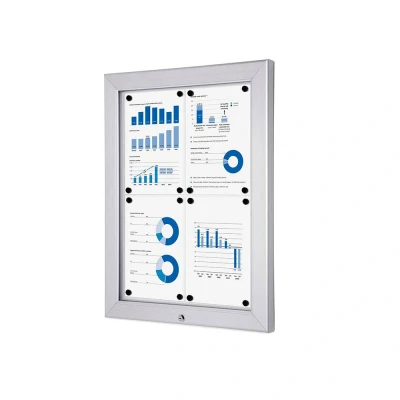 Afbeelding van Vergrendelbaar Notitiebord Alpha Vitrine Indoor/Outdoor 4xA4 Zilver