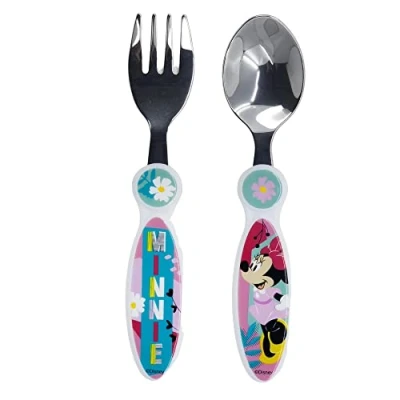 Afbeelding van Set van 2 kinderbestek roestvrij staal bestaande uit vork en lepel minnie being more