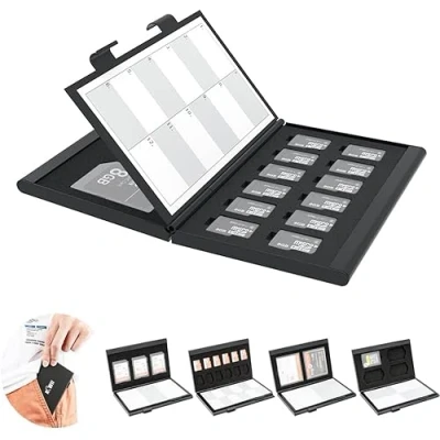 Afbeelding van KIWIFOTOS Aluminium Geheugenkaart Case Houder Opslag voor SD SDXC SDHC/XQD/CFexpress Type A/Compact Flash (CF)/Micro SDHC MSD TF kaarten Opbergdoos Aanpasbare Kaartsleuf Inserts