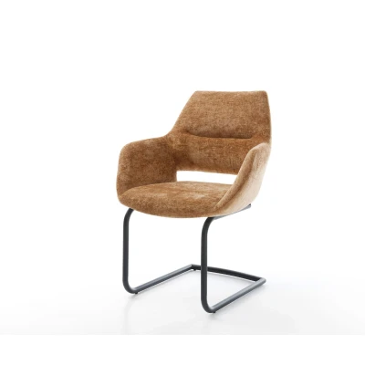 Afbeelding van DELIFE sledemodel Yago Flex met armleuning chenille Roest rond zwart pocketveer kern