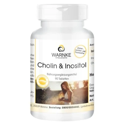 Afbeelding van Choline &amp; Inositol hoge dosering veganistisch met cholinebitartraat 90 tabletten Warnke Vitalstoffe Duitse apothekerskwalitei