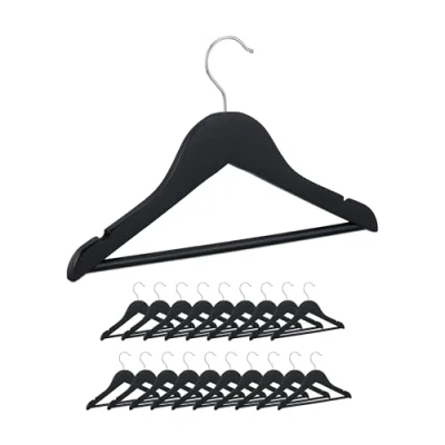 Afbeelding van Relaxdays kinderkledinghangers kinderkleerhangers kinderhangers hout set van 20 zwart