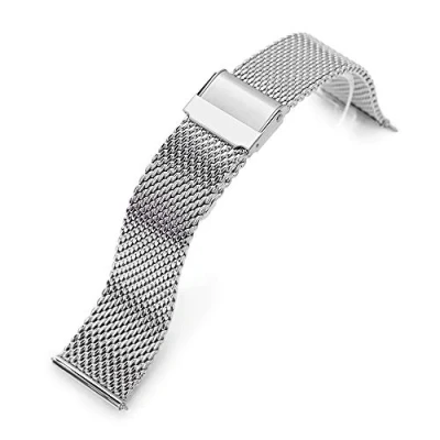 Afbeelding van 20mm Quick Release Milanese Mesh horlogeband taps toelopende stijl gepolijst, Roestvrij staal, Large, Retro