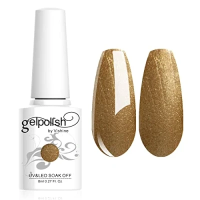Afbeelding van Vishine Nagellak 8ml, semi permanent, gel, UV, LED, soak off, manicure, goud #1347