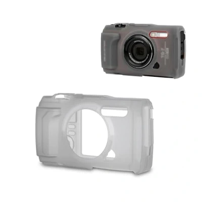Afbeelding van JJC TG7 siliconen beschermend jack voor OM systeem Tough TG 7 digitale camera, zachte hoes camerabeschermer, skin vervangt CSCH 128 jack, Grijs, Camera Beschermhoes
