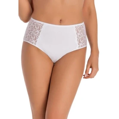 Afbeelding van Teyli Dames onderbroek hoge taille slip katoen volledig comfort ademend elastisch slipje Classico kleur wit maat 22, Wit, 44
