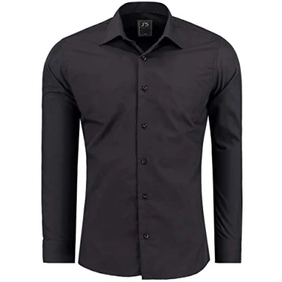 Afbeelding van J&#039;S FASHION Herenoverhemd met lange mouwen in slim fit gemakkelijk te strijken EU maten: S tot 6XL, 1 x zwart., XXL