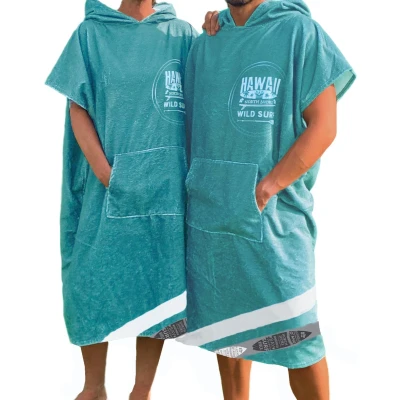 Afbeelding van HOMELEVEL badponcho voor dames en heren Strandponcho met design Surfponcho volwassenen Muntgroen