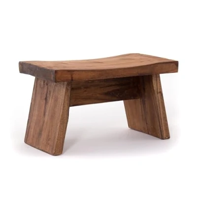 Afbeelding van Rustieke KRUK Schemel massief gerecycled hout, 29x19,5x18,5 cm (BxDxH) houten kruk, plantenbankje, voetenbankje, bijzetkrukje kleur: 08 honingkleurig gewaxt
