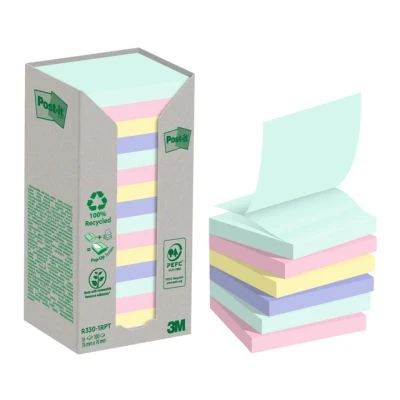 Afbeelding van Post it Recycled Z notes, 100 Vel, Ft 76 X Mm, Assorti, Pak Van 16 Blokken Memoblok