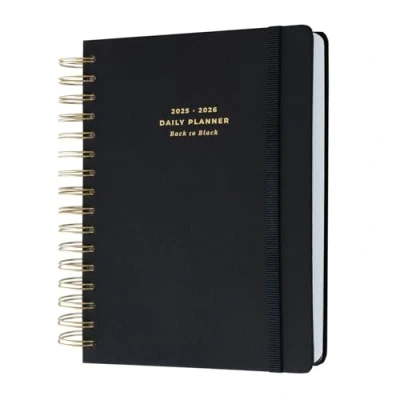 Afbeelding van Kokonote A5 Academic Diary 2025 2026 Page A Day Back To Black Planner With Stickers, Student Essentials For University, School Supplies