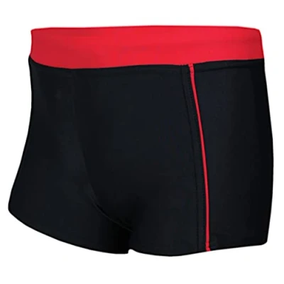 Afbeelding van Aquarti Jongens Korte Zwembroek Zijde Bies Kinderen Zwem Shorts, 024 Zwart/Rood, 158