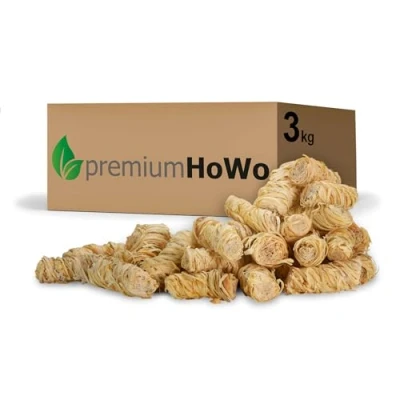 Afbeelding van premiumHoWo eco aanmaakwol (3 kg) ca. 240 stuks, ook als (5 kg+10 kg), ecologische barbecueaansteker, openhaardaansteker, kachelaansteker, houtwol, aanmaakblokjes