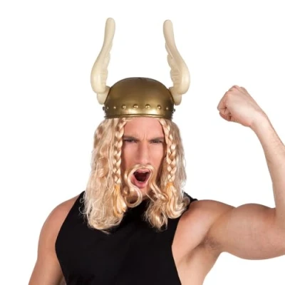 Afbeelding van Boland 01372 volwassenenhelm Gallische krijger, eenheidsmaat, meerkleurig, asterix kostuum, met vleugels, carnaval, themafeest