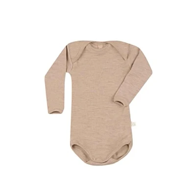 Afbeelding van DILLING Romper Met Lange Mouw Van Merinowol Voor Baby&#039;s Beige melange 74