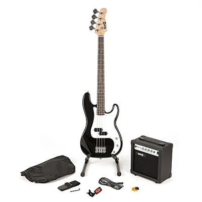 Afbeelding van RockJam RJBG01 SK BK Full Size Basgitaar super Kit met Gitaarversterker Gitaar Tuner Gitaarstandaard Gitaartas en accessoires Zwart
