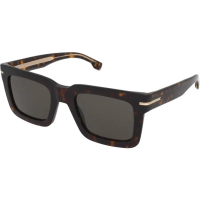 Afbeelding van Hugo BOSS Uomo 1501/S 086/IR Occhiali da sole Bio acetato Havana Grigio Squadrata