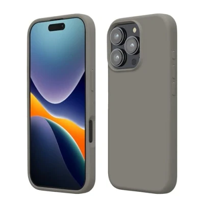 Afbeelding van kwmobile telefoonhoesje geschikt voor Apple iPhone 16 Pro Hoesje met siliconen coating Smartphone case in steengrijs