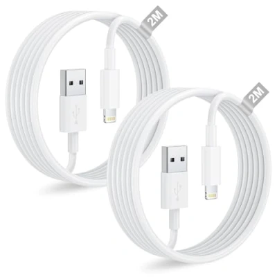 Afbeelding van Originele MFi gecertificeerde i Phone kabels voor Apple 14, 13, 12, 11 Pro Max/Mini/X/XS/8/7/6Plus/SE/iPad, oplaadkabel Lightning USB kabel, oplader, snel opladen, 2 stuks