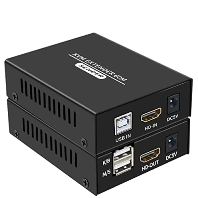 Afbeelding van 60 M HDMI KVM Extender over Cat5e Cat6 1080 P USB Zenden met Loop out Ondersteuning Toetsenbord Muis Uitbreiding