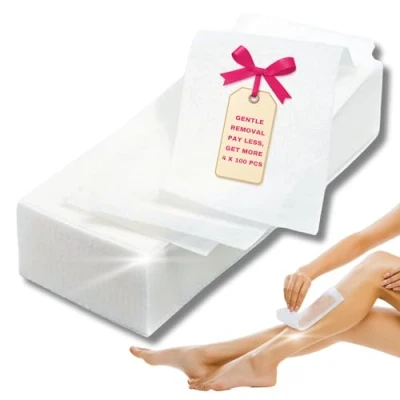 Afbeelding van LALILL Vliesstrips, 400 stuks voor was, vliesstrips ontharing met warme was en suikerpasta het gezicht, lichaamshaar, epileren, waxstrips