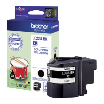 Afbeelding van Brother lc 22ubk 2400 Pagina&#039;s Black Ink Cartridges Inktcartridges (bruin, zwart, dcp j785dw, pagina&#039;s, ISO/IEC 24711, inkjet)