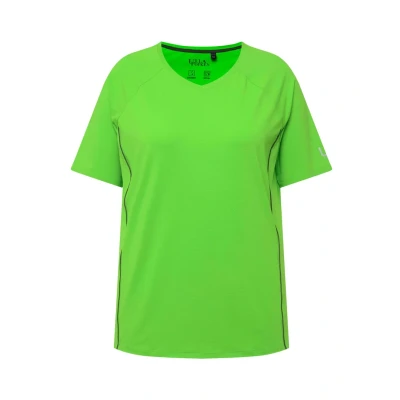 Afbeelding van Ulla Popken, Dames grote maten, T shirt, UV bescherming 50+, V hals, halve mouwen, lichtgroen, 46/48 NL