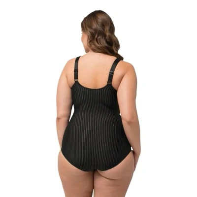 Afbeelding van Ulla Popken Nadelstreifen OHNE BH Tragbar Body, Dames, Maat: 105C, Schwarz