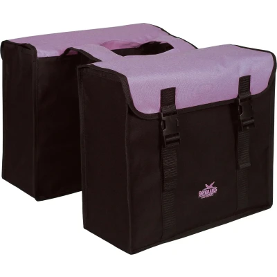 Afbeelding van Greenlands Dubbele tas,l zwart paars. afmeting 38x34x13cm. inhoud 35L