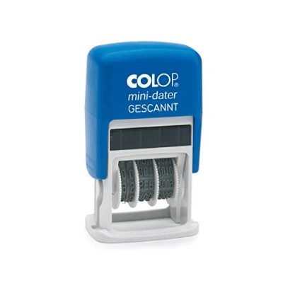 Afbeelding van COLOP S160L mini datumstempel, tekst gescant, datum Duits, afdrukkleur blauw rood