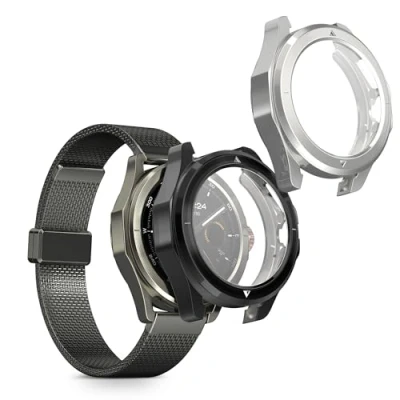 Afbeelding van kwmobile 2x smartwatch hoes geschikt voor Xiaomi Watch S4 Sport hoesje Siliconen sporthorloge cover Activity tracker case in zwart / zilver