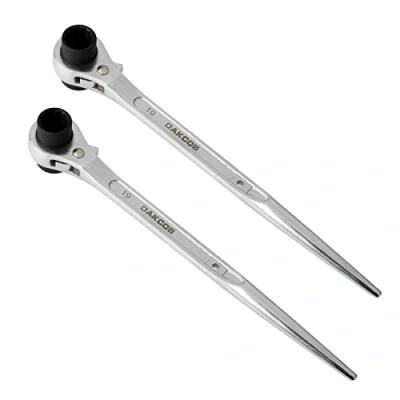 Afbeelding van DAKCOS 2 Pack Ratelsleutel Podger Spanner, 19mm x 21mm Steigersleutel, Steiger Staal Rechte Sleutel voor Autoreparatie, Timmerwerk (Zilverkleur)