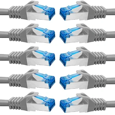 Afbeelding van BIGtec, CAT.7, Gigabit patchkabel, netwerkkabel, grijs, koperen kabel, patch ethernt LAN DSL CAT7 10 stuks voordeelverpakking CAT.7 patchkabel 0,25m grijs