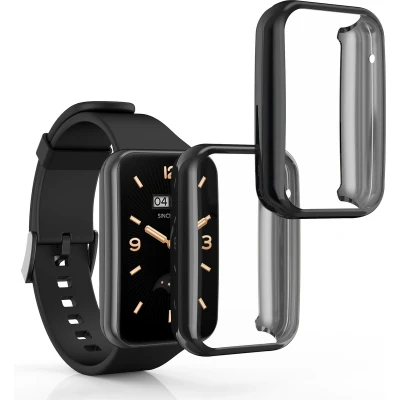 Afbeelding van kwmobile 2x smartwatch hoes geschikt voor Xiaomi Mi Band 7 Pro hoesje Siliconen sporthorloge cover Activity tracker case in zwart /