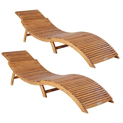 Afbeelding van Casaria Ligstoel 2 Stuks FSC® Gecertificeerd Acaciahout Bruin