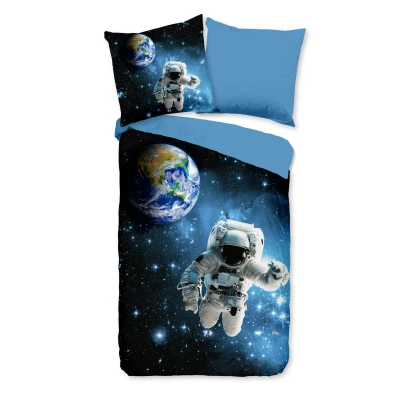 Afbeelding van Good Morning Kinderdekbedovertrek &quot;astronaut in de ruimte&quot; Blauw (135x200 cm) Katoen