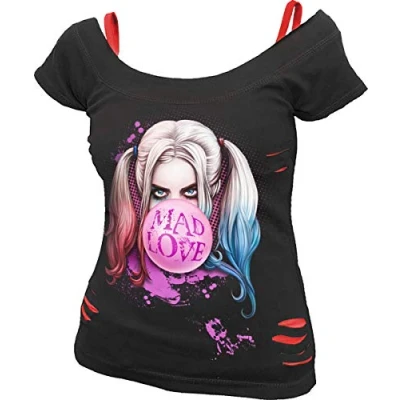 Afbeelding van Spiral Harley Quinn Top L MAD LOVE Zwart