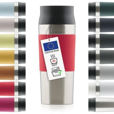Afbeelding van Blumtal Thermosbeker Classic Lekvrij, BPA Vrij en Vaatwasserbestendig Hoge Kwaliteit Thermosfles met Quick Press Sluiting Travel Mug 350 ml Rood