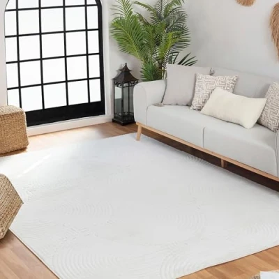 Afbeelding van SURYA Vloerkleed Woonkamer, Slaapkamer Modern Scandinavisch Tapijt REYKO Wit 120x170cm