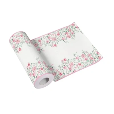Afbeelding van PAW Airlaid Tafelloper (40 x 2400 cm) I Tafeldecoratie voor Communie, Vormsel, Bruiloft, Verjaardag, Tuinfeest, Doopsel Tafelversiering Elegant Tafellint Roze Seizoen